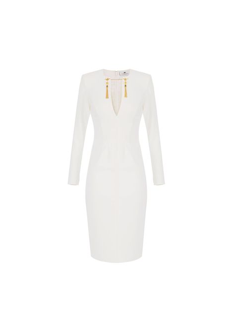 Abito Elisabetta Franchi donna AB80557E2360 Avorio con catena gioiello ELISABETTA FRANCHI | Abiti | AB80557E2360